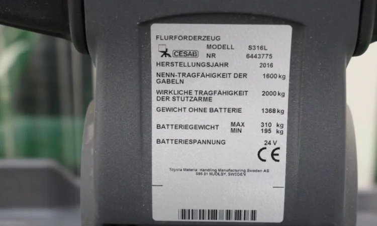 Штабелер, электроштабелер с подножкой Cesab S316L, 6 метров подъем, 2016 года - фото № 5