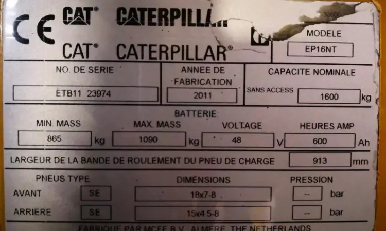 Электропогрузчик 1.6т., CAT EP16NT, трехопорный, 2011 года - фото № 4