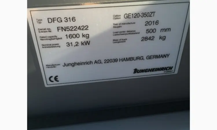 Дизельный погрузчик Jungheinrich DFG 316, 2016 года, 25 м/ч, демо-версия - фото № 4