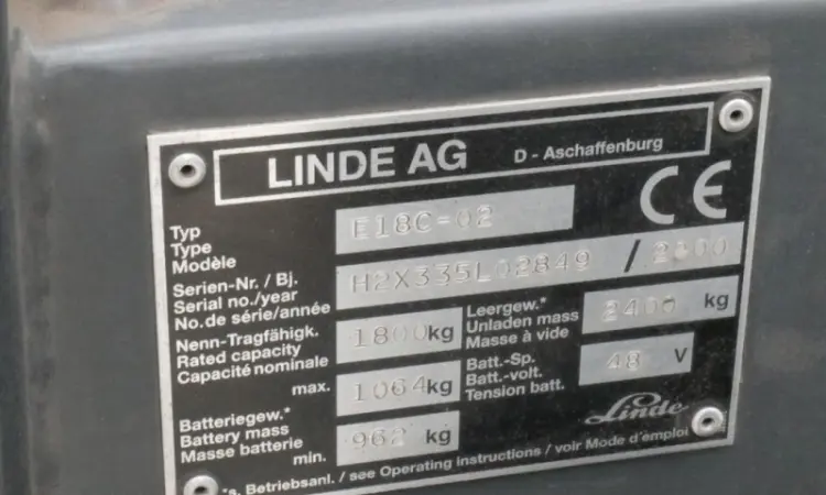 Электропогрузчик Linde E18C, трехопорный, 1800 кг, батарея 2014 года - фото № 8