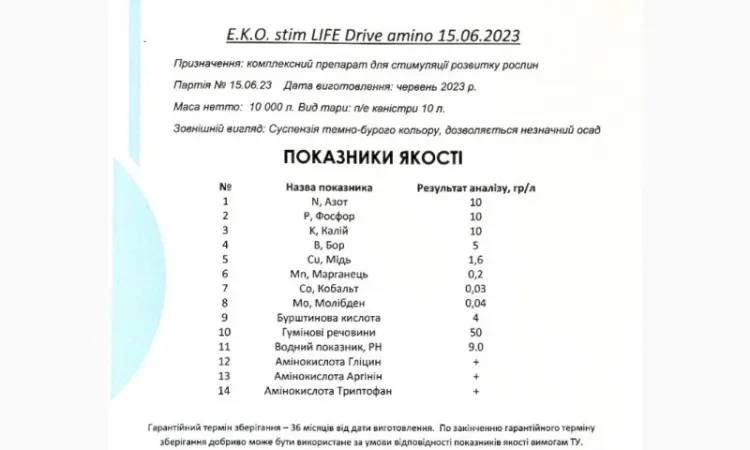 Лайф Драйв Амино (Life Drive Amino) - Органо-минеральное удобрение Э.К.О. Стим - фото № 2