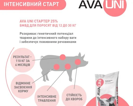 БМВД AVA UNI Стартер 25% для свиней 12-30 кг - фото № 5