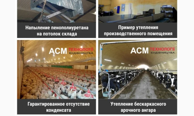 Утепление пенополиуретан (ппу) ангары, теплицы, овощехранилища, морозильные камеры - фото № 1