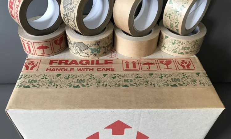 Бумажный крафт скотч с логотипом FRAGILE (ХРУПКОЕ) 48 мм х 50 м Viskom - фото № 4