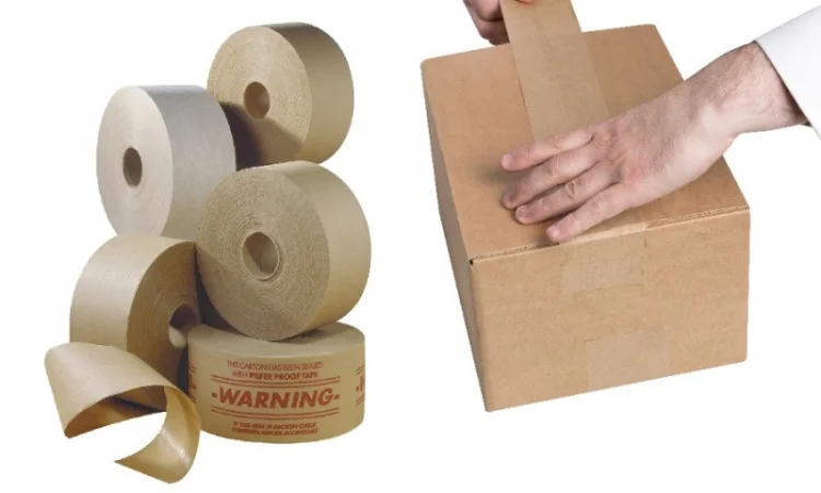 Бумажный крафт скотч активируемый водой, клейкая лента - фото № 1