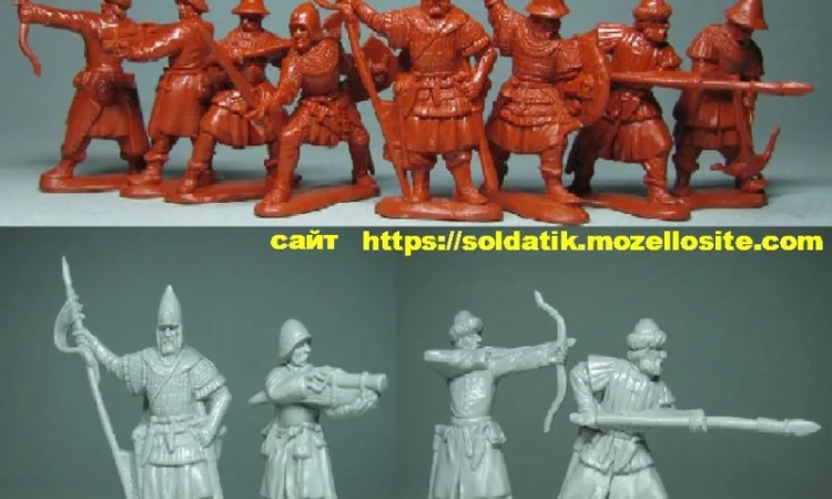 Набор солдатиков: средневековые украинские воины XIV-XV веков (8 шт) - фото № 1