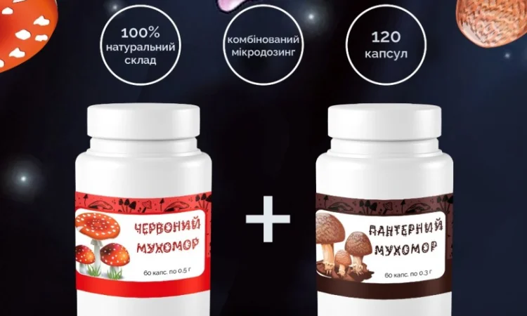 Мухомор Червоний 0.5г/60шт + Мухомор Пантерний 0.5г/60шт. Комплект капсул - фото № 1
