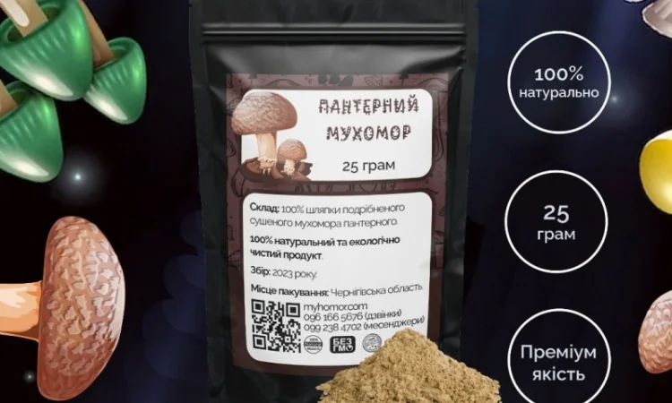 Мухомор Пантерний мелені шляпки, 25 грам - фото № 1