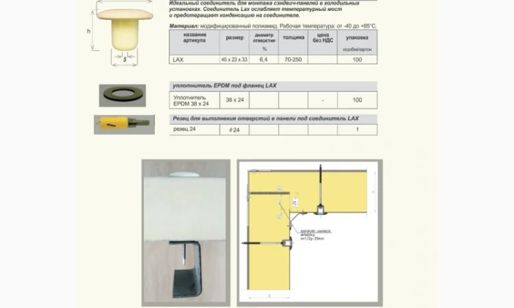 Термоізоляційне кріплення LAX з ПВХ для монтажу сендвіч-панелей - фото № 3