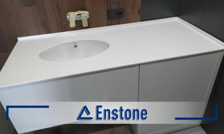 Акриловая столешница под умывальник на заказ. Столешница с раковиной в ванную комнату - фото № 3