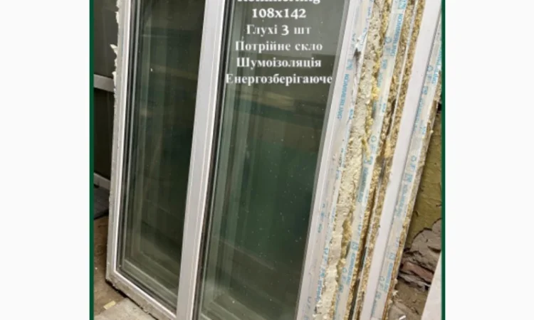 Пластиковое глухое окно 103х233 - фото № 1