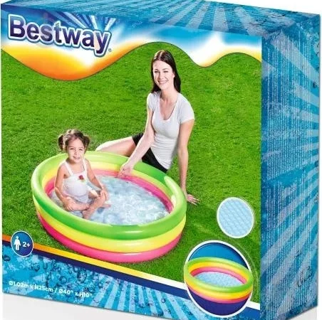 Детский надувной бассейн Bestway 102х25 см, разноцветный - фото № 3