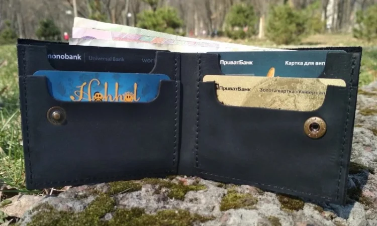 Шкіряний гаманець "Square" унісекс шкіряний гаманець унісекс, гаманець ручної роботи - фото № 1