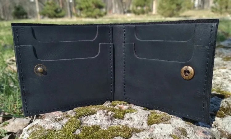 Шкіряний гаманець "Square" унісекс шкіряний гаманець унісекс, гаманець ручної роботи - фото № 4