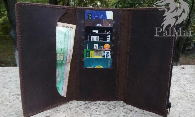 Кожаное портмоне "Mesh2" ручной работы - фото № 5