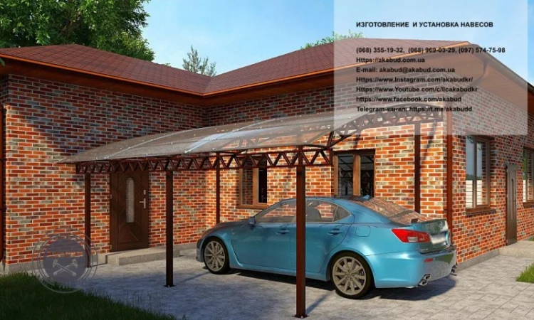 Арочные навесы для автомобилей – пристроенные и отдельно стоящие - фото № 6
