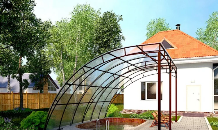 Арочные навесы для автомобилей – пристроенные и отдельно стоящие - фото № 16