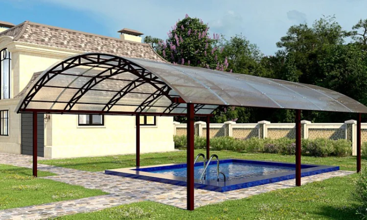 Арочные навесы для автомобилей – пристроенные и отдельно стоящие - фото № 15