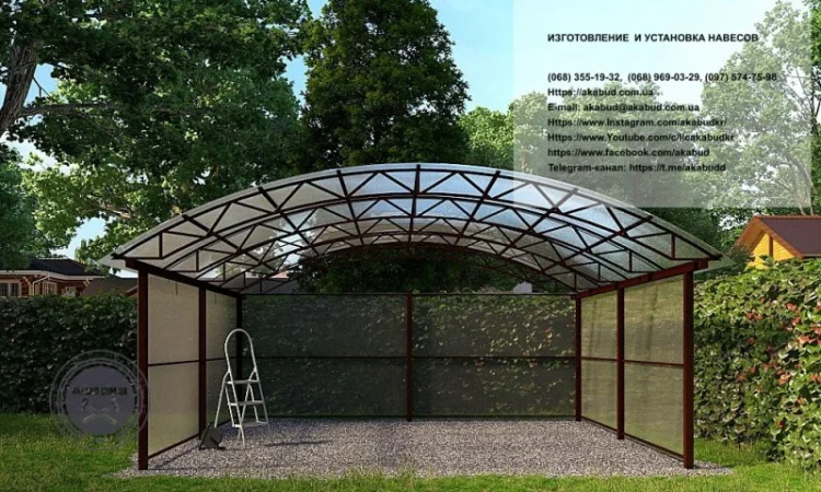 Арочные навесы для автомобилей – пристроенные и отдельно стоящие - фото № 14