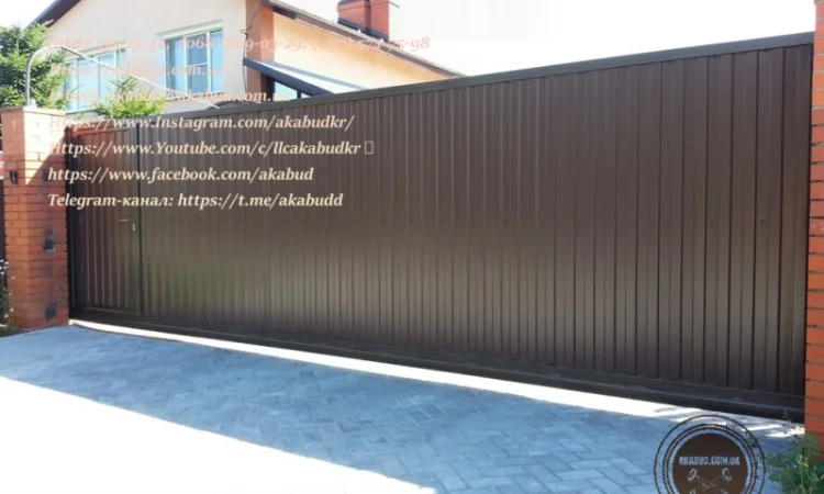 Откатные ворота из профнастила и кованые ворота на заказ - фото № 3