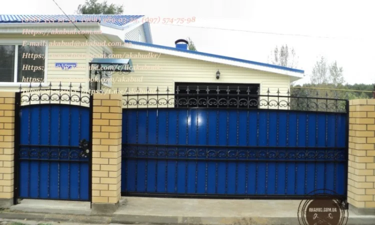 Откатные ворота из профнастила и кованые ворота на заказ - фото № 16