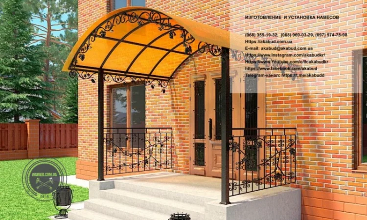 Навесы из поликарбоната и профнастила - фото № 7