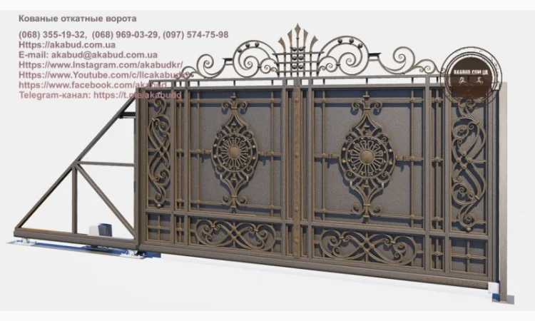 Кованые откатные ворота – красота и удобство - фото № 1