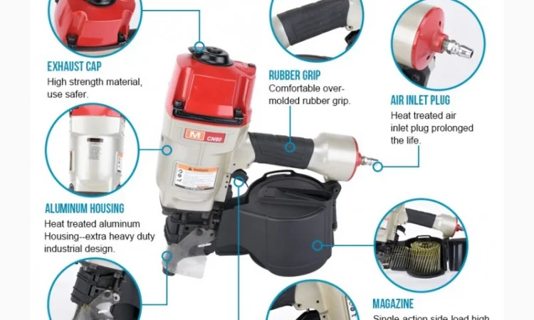 Гвоздезабивной пневмопистолет Rongpeng MCN80 для гвоздей 50-83 мм - фото № 8