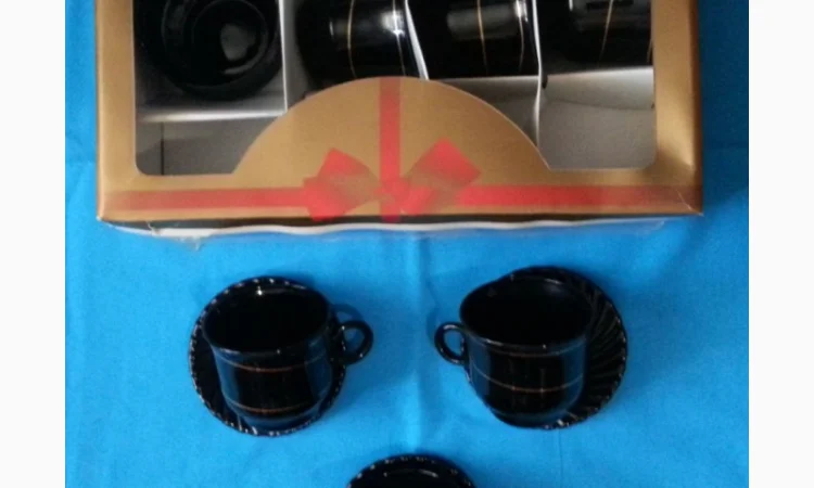 Кофейный набор из черного стекла на 6 персон - фото № 2