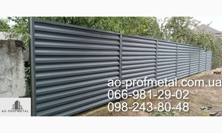 Забор жалюзи графитового цвета - фото № 4