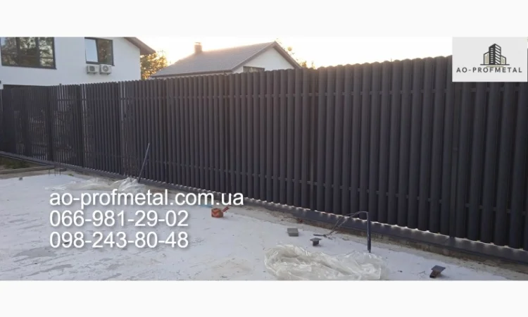 Євроштахетник RAL 7024 матовий від виробника - фото № 1