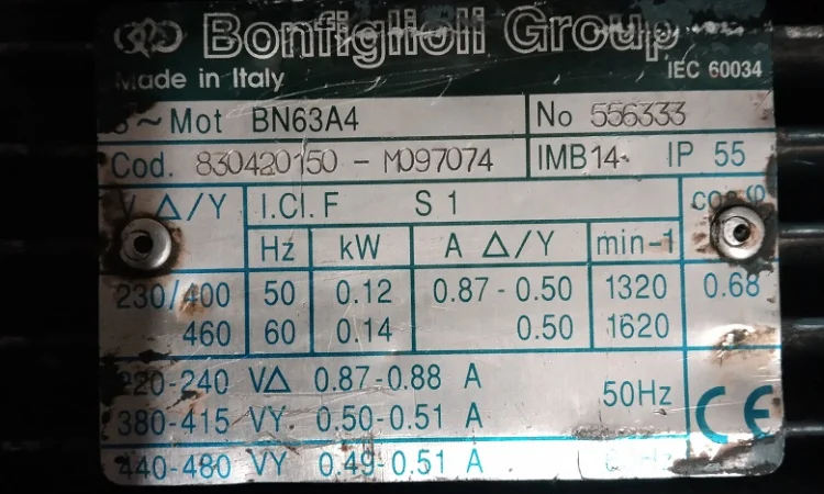 Двигатель переменного тока Bonfiglioli Group BN63A4 в продаже - фото № 2