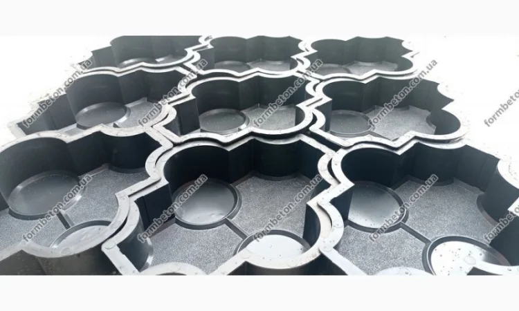 Формы для тротуарной плитки Клевер с кругами шагрень 6 см - фото № 1