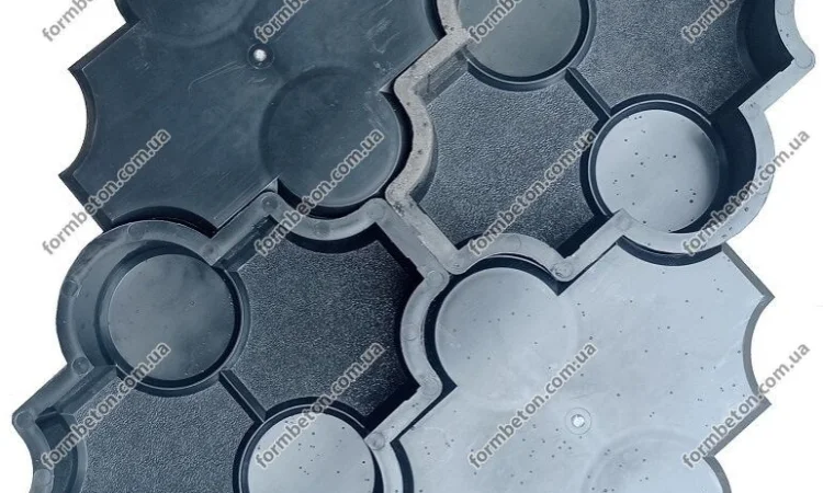 Формы для тротуарной плитки Клевер с кругами шагрень 6 см - фото № 3