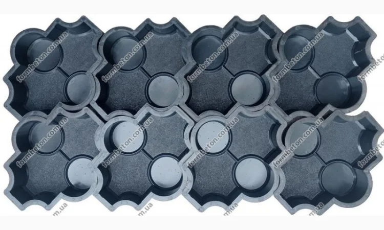 Формы для тротуарной плитки Клевер с кругами шагрень 6 см - фото № 4