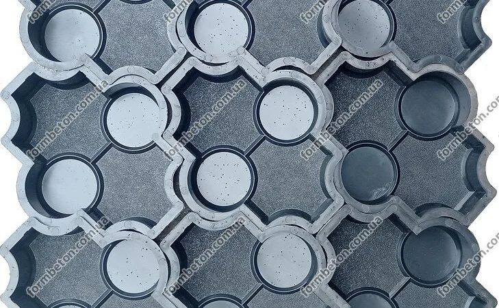 Формы для тротуарной плитки Клевер с кругами шагрень 6 см - фото № 6