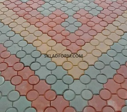 Формы тротуарной плитки Клевер с кругами гладкий 4,5 см - фото № 3