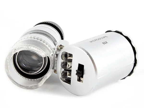 Карманный микроскоп MG 9882 60X с LED и ультрафиолетовой подсветкой - фото № 2