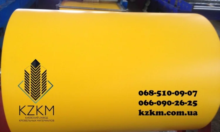 Лист гладкий желтый, желтого цвета RAL 1003, рулончик, плоский, полимерный РАЛ 1003 - фото № 3