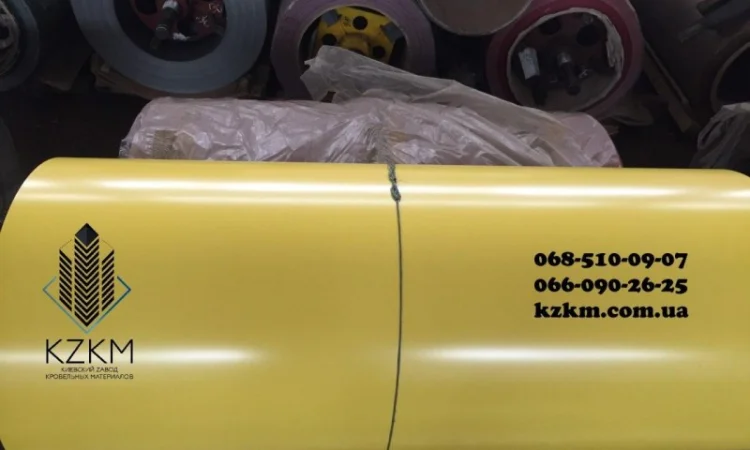 Лист гладкий желтый, желтого цвета RAL 1003, рулончик, плоский, полимерный РАЛ 1003 - фото № 4