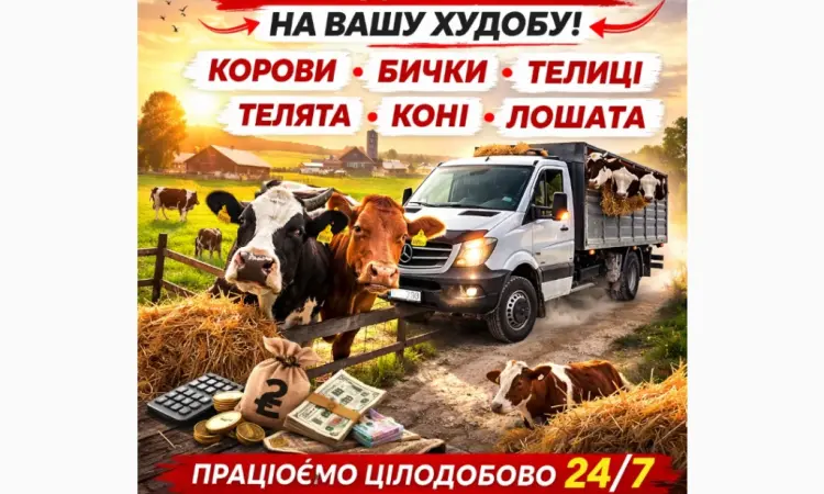 Закуповуємо ВРХ На М'ясо. Корови Коні. Бички.Телиці. ТЕЛЯТА - фото № 1