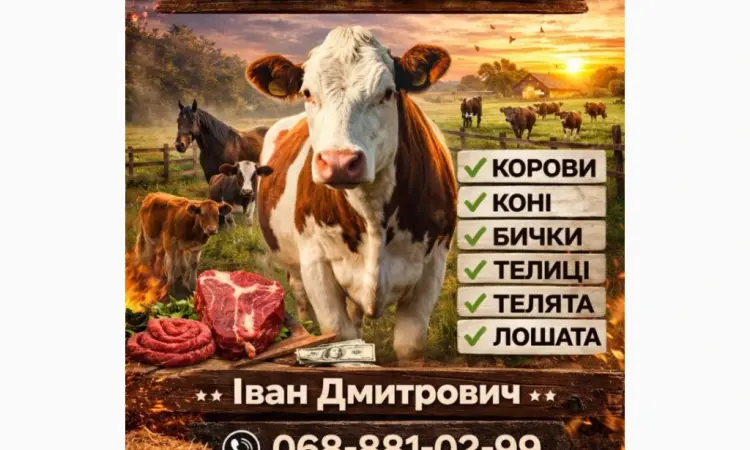 Купити ВРХ : Корови. Коні. Бички.Телиці. На м'ясо та на тримання - фото № 1