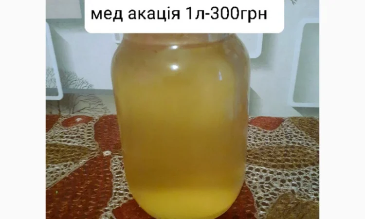 Пропонується натуральний бджолиний мед з акації 1л за 300 грн - фото № 1