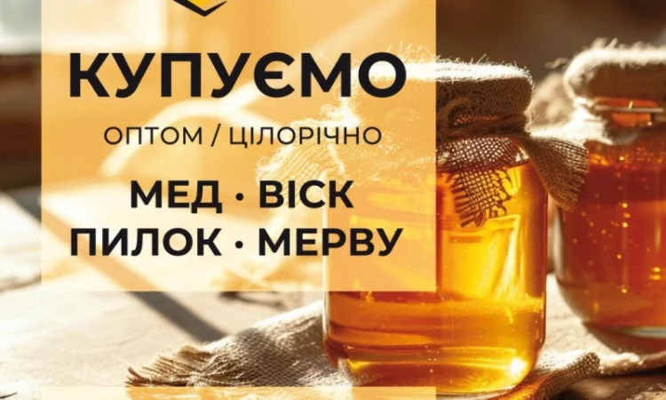 Купуємо мед від 500 кг, пилок, віск, мерву - фото № 1
