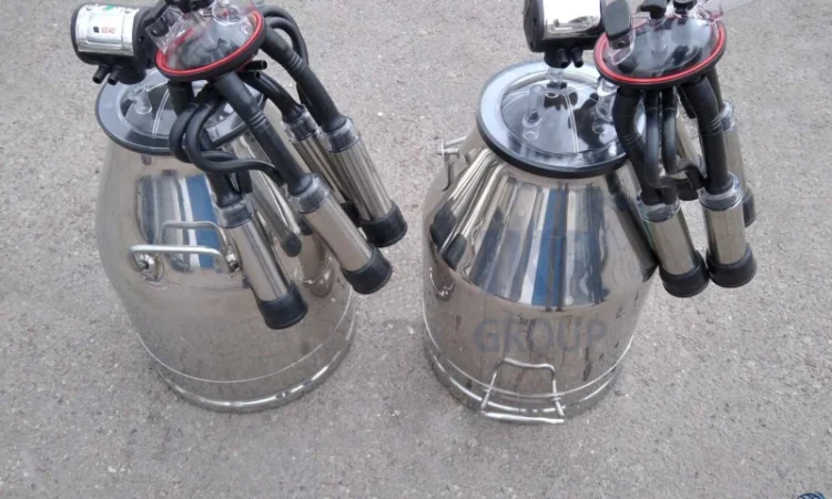 Доїльний апарат у відро. Доильный аппарат в бидон. Доение в бидон - фото № 1