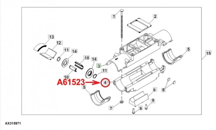 Частина колектора нижня A61523 сівалки John Deere 1910 - фото № 2