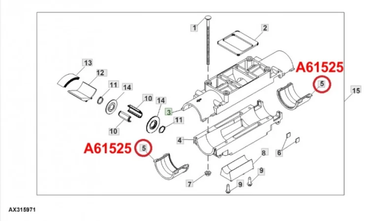 Зажим, хомут кріплення з'єднання вакуумного зернопровода A61525 сівалки John Deere 1910 - фото № 2