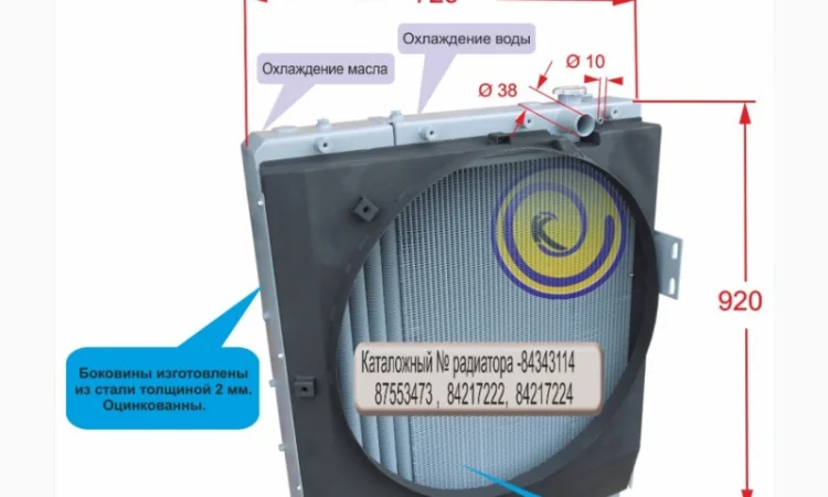 Водомасляный блок радиатора охлаждения телескопического погрузчика New Holland LM 732 - фото № 1