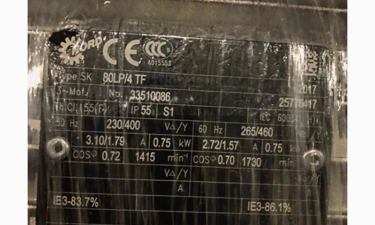 Редукторный двигатель NORD DRIVESYSTEMS SK1SMI63AZ-IEC80-80LP/4 TF - фото № 3