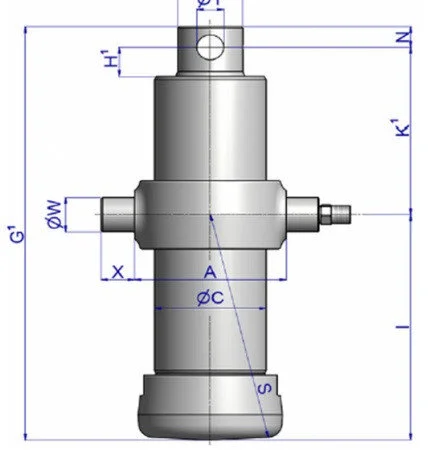Гидроцилиндр Hyva 5-ти штоковый, подкузовной для трехсторонней разгрузки - фото № 3